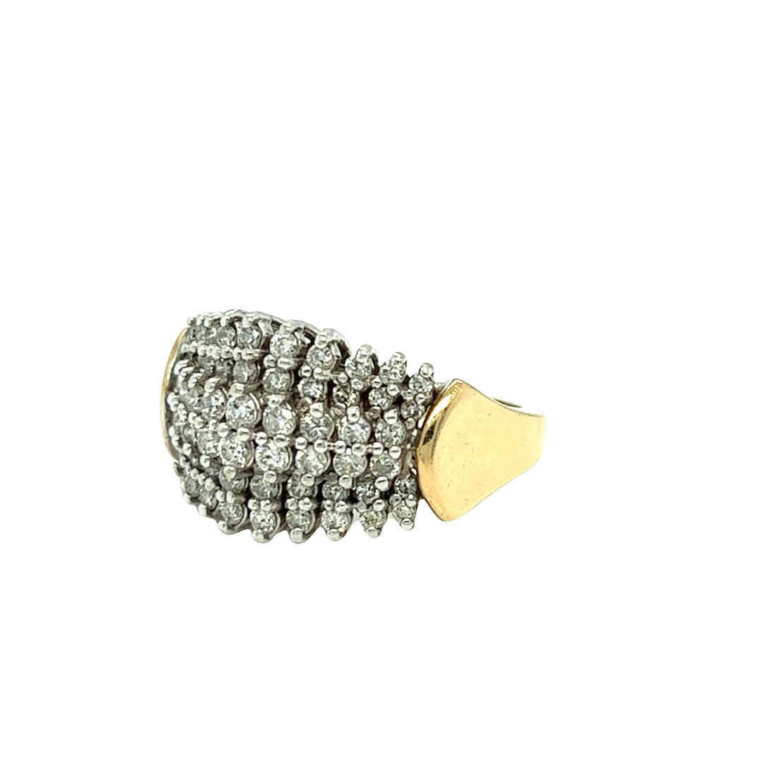 2.32 Carat Cluster Diamond Dome Pyramid Ring 14K Yellow Gold Gems Are Forever