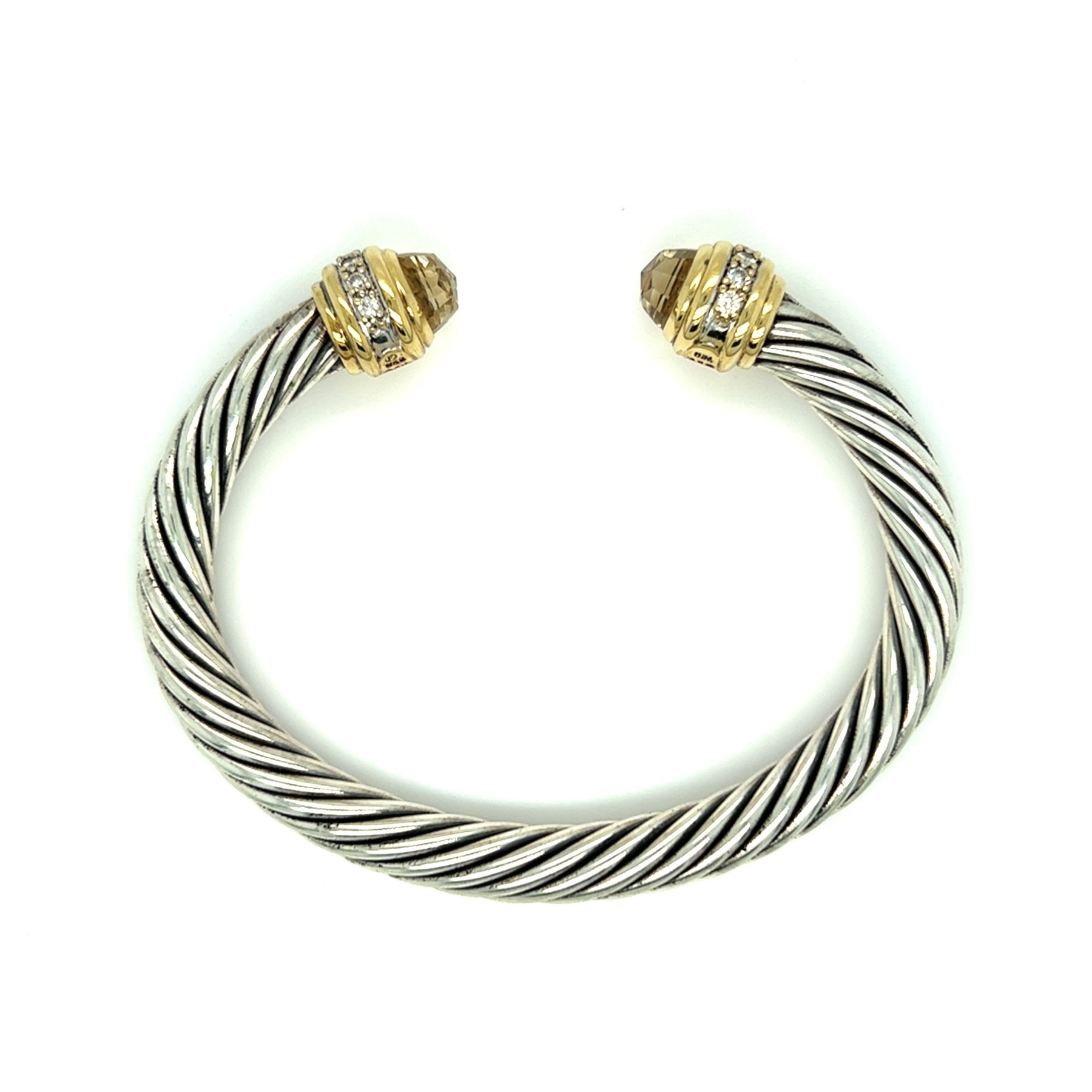 David Yurman Citrine and Diamond Cable Cuff Bangle Bracelet Silver and –  Gems Are Forever