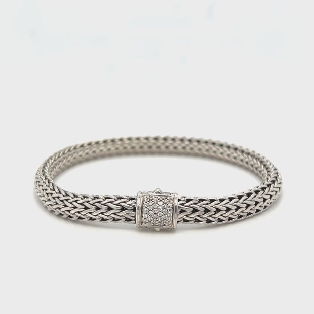 John Hardy Classic Wheat Chain Sterling Silver with Pavé Diamond – Gems Are  Forever